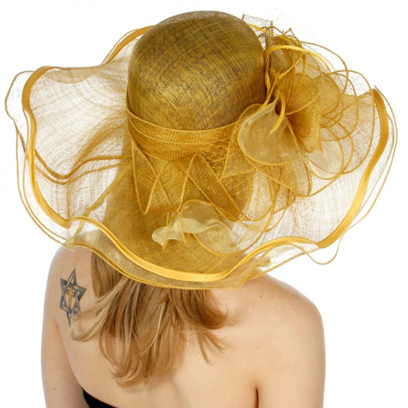 Flower feather sinamay dress hat